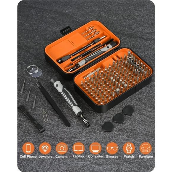 Precision Screwdriver Set, 130 in 1 with 120 bits Repair Tool Kit, Magnetic - Picture 2 of 6